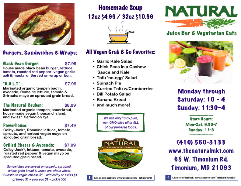Our Menu - page 1 - call 4105603133 for more info